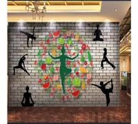 XLMING Nostalgia Arte Muro Di Mattoni Yoga Fitness Disegnato A Mano 3D Carta da Parati Tessuto in Seta Ufficio Sala Pranzo Divano Camera Soggiorno TV Sfondo Muro-200cm×140cm