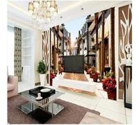 XLMING Nostalgia D'Epoca Architettura Cittadina Strade Paesaggio Stradale 3D Carta da Parati Tessuto in Seta Ufficio Sala Pranzo Divano Camera Soggiorno TV Sfondo Muro-350cm×256cm