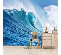 XLMING Onda Marina Blu Tridimensionale Semplice 3D Carta da Parati Premium Aspetto Della Seta Studio Soggiorno Camera Letto Parete Divano Muro-430cm×300cm