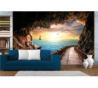 XLMING Paesaggio Etereo Con Tramonto E Grotta Marina Carta Da Parati 3D Seta lusso Studio Sala Pranzo Divano Camera Per Mobili Letto Soggiorno Tv Muro-430cm×300cm