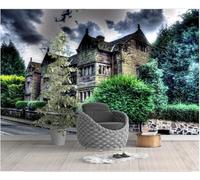 XLMING Piante Castelli Giardini Nuvole Scure Vintage 3D Carta da Parati Tessuto in Seta Ufficio Sala Pranzo Divano Camera Soggiorno TV Sfondo Muro-300cm×210cm