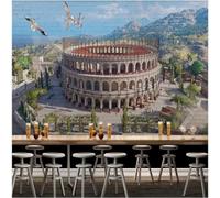 XLMING Retrò Arte Architettura Montagne Alti Uccelli Muri Di Mattoni 3D Carta da Parati Tessuto in Seta Ufficio Sala Pranzo Divano Camera Soggiorno TV Sfondo Muro-400cm×280cm