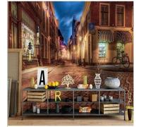 XLMING Retrò Città Architettura Negozi Biciclette Strade 3D Carta da Parati Premium Aspetto Della Seta Studio Soggiorno Camera Letto Parete Divano Muro-200cm×140cm