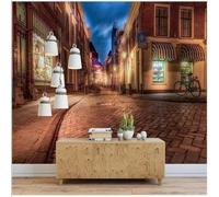 XLMING Retrò Città Architettura Negozi Biciclette Strade 3D Carta da Parati Tessuto in Seta Ufficio Sala Pranzo Divano Camera Soggiorno TV Sfondo Muro-250cm×170cm