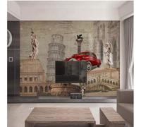 XLMING Retrò Dipinto A Mano Arte Architettura Auto Scultura 3D Carta da Parati Premium Aspetto Della Seta Studio Soggiorno Camera Letto Parete Divano Muro-350cm×256cm