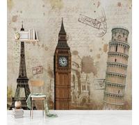 XLMING Retrò Dipinto A Mano Arte Architettura Torre Chiesa 3D Carta da Parati Tessuto in Seta Ufficio Sala Pranzo Divano Camera Soggiorno TV Sfondo Muro-430cm×300cm