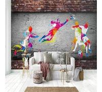 XLMING Retrò Muri Di Mattoni Cemento Calcio Partita Graffiti 3D Carta da Parati Premium Aspetto Della Seta Studio Soggiorno Camera Letto Parete Divano Muro-300cm×210cm