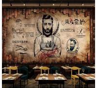 XLMING Retro Muro Di Mattoni Persone Barbiere Salone Di Bellezza Carta Da Parati 3D Seta lusso Studio Sala Pranzo Divano Camera Per Mobili Letto Soggiorno Tv Muro-400cm×280cm