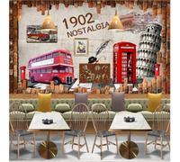 XLMING Retrò Nostalgico Artistico Architettura Cabina Telefonica Autobus 3D Carta da Parati Tessuto in Seta Ufficio Sala Pranzo Divano Camera Soggiorno TV Sfondo Muro-430cm×300cm