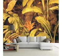 XLMING Retrò Nostalgico Tropicale Piante Foresta Pluviale Foglie Di Banano 3D Carta da Parati Premium Aspetto Della Seta Studio Soggiorno Camera Letto Parete Divano Muro-430cm×300cm