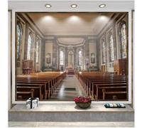 XLMING Retrò Tridimensionale Chiesa Cristiana Panchina Spazio Esteso 3D Carta da Parati Premium Aspetto Della Seta Studio Soggiorno Camera Letto Parete Divano Muro-300cm×210cm