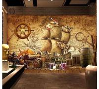 XLMING Retro Vela Carta Veliero Tesoro Arte Carta Da Parati 3D Seta lusso Studio Sala Pranzo Divano Camera Per Mobili Letto Soggiorno Tv Muro-430cm×300cm