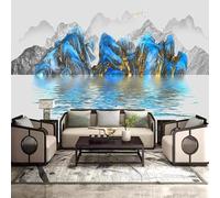 XLMING Riflesso Di Volo degli Uccelli Di Montagna Blu Stereoscopico 3D Carta Da Parati Seta Testurizzata Alta Qualità Soggiorno Divano Camera Letto Pranzo Casa Muro-200cm×140cm