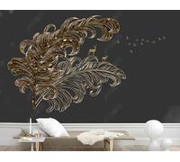 XLMING Rilievo Oro Piume Alce Volo degli Uccelli In Volo Carta Da Parati 3D Seta lusso Studio Sala Pranzo Divano Camera Per Mobili Letto Soggiorno Tv Muro-430cm×300cm