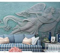 XLMING Rilievo Stereo Di Angeli Belli Fiori 3D Carta da Parati Tessuto in Seta Ufficio Sala Pranzo Divano Camera Soggiorno TV Sfondo Muro-350cm×256cm