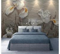 XLMING Rilievo Tridimensionale Botanico Bianco Floreale 3D Carta da Parati Premium Aspetto Della Seta Studio Soggiorno Camera Letto Parete Divano Muro-200cm×140cm