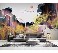 XLMING Scarabocchio Astratto Linea Dorata Alba Volo Degli Uccelli 3D Carta Da Parati Lusso Casa Soggiorno Divano Mobili Floreale Camera Letto TV Sfondo Muro-350cm×256cm