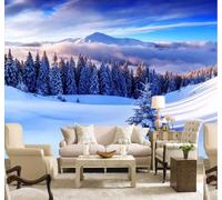 XLMING Scena Tridimensionale Con Cime Montuose Innevate E Foresta Invernale 3D Carta da Parati Premium Aspetto Della Seta Studio Soggiorno Camera Letto Parete Divano Muro-150cm×105cm