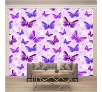 XLMING Semplice Arte Tridimensionale Della Farfalla Viola 3D Carta Da Parati Seta Testurizzata Alta Qualità Soggiorno Divano Camera Letto Pranzo Casa Muro-430cm×300cm