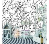 XLMING Semplice Ramo In Bianco E Nero Arte Creativa 3D Carta Da Parati Lusso Casa Soggiorno Divano Mobili Floreale Camera Letto TV Sfondo Muro-300cm×210cm