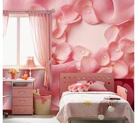 XLMING Semplice Romantico Rosa Petali Di Rosa Gocce D'Acqua Carta Da Parati 3D Seta lusso Studio Sala Pranzo Divano Camera Per Mobili Letto Soggiorno Tv Muro-300cm×210cm