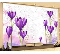 XLMING Semplicità Solo Gocce D'Acqua Di Fiori Viola 3D Carta Da Parati Lusso Casa Soggiorno Divano Mobili Floreale Camera Letto TV Sfondo Muro-250cm×170cm