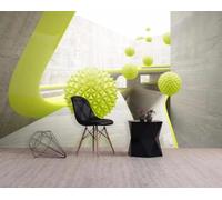 XLMING Sfere Verdi Creative Architettura Grigia Carta Da Parati 3D Seta lusso Studio Sala Pranzo Divano Camera Per Mobili Letto Soggiorno Tv Muro-300cm×210cm