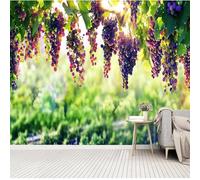XLMING Sole Tridimensionale Frutti Viola E Uva 3D Carta da Parati Premium Aspetto Della Seta Studio Soggiorno Camera Letto Parete Divano Muro-250cm×170cm