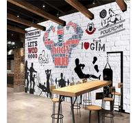 XLMING Sport Fitness Club Bianco Muro Di Mattoni Arte 3D Carta da Parati Premium Aspetto Della Seta Studio Soggiorno Camera Letto Parete Divano Muro-400cm×280cm