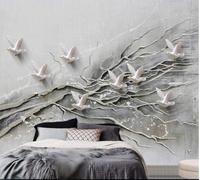 XLMING Stereo Art Rilievo Linea Volo degli Uccelli Albero 3D Carta Da Parati Seta Testurizzata Alta Qualità Soggiorno Divano Camera Letto Pranzo Casa Muro-150cm×105cm