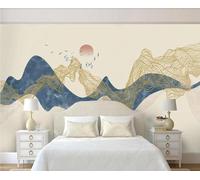 XLMING Stereo Geometrico Linea D'Oro Volo Degli Uccelli All'Alba 3D Carta Da Parati Lusso Casa Soggiorno Divano Mobili Floreale Camera Letto TV Sfondo Muro-350cm×256cm