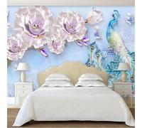 XLMING Stereoscopico Fiore Viola Farfalla Pavone 3D Carta Da Parati Seta Testurizzata Alta Qualità Soggiorno Divano Camera Letto Pranzo Casa Muro-200cm×140cm