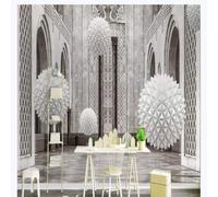 XLMING Tridimensionale Architettura Arte Bianco Sfere Spazio 3D Carta da Parati Premium Aspetto Della Seta Studio Soggiorno Camera Letto Parete Divano Muro-350cm×256cm