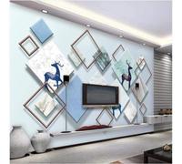 XLMING Tridimensionale Astratto Geometrico Quadrato Cervo Finitura Marmo 3D Carta da Parati Premium Aspetto Della Seta Studio Soggiorno Camera Letto Parete Divano Muro-200cm×140cm