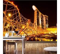 XLMING Tridimensionale Bello Oro Ponte Fiume 3D Carta da Parati Tessuto in Seta Ufficio Sala Pranzo Divano Camera Soggiorno TV Sfondo Muro-300cm×210cm