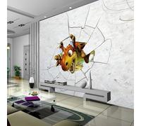 XLMING Tridimensionale Cartoni Animati Carino Dinosauri Rompere Il Muro Arte 3D Carta da Parati Premium Aspetto Della Seta Studio Soggiorno Camera Letto Parete Divano Muro-300cm×210cm