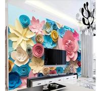 XLMING Tridimensionale Colorato Artistico Origami Rose Fiori 3D Carta da Parati Tessuto in Seta Ufficio Sala Pranzo Divano Camera Soggiorno TV Sfondo Muro-430cm×300cm