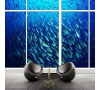 XLMING Tridimensionale Estetico Fuori Dalla Finestra Mondo Sottomarino Banchi Di Pesci 3D Carta da Parati Tessuto in Seta Ufficio Sala Pranzo Divano Camera Soggiorno TV Sfondo Muro-300cm×210cm