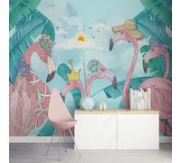 XLMING Tropicale Piante Foglie Verdi Fenicotteri Alba Uccelli In Volo 3D Carta da Parati Premium Aspetto Della Seta Studio Soggiorno Camera Letto Parete Divano Muro-150cm×105cm