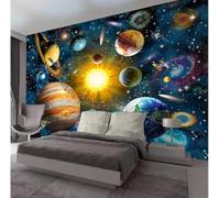 XLMING Universo Stereoscopico Pianeta Pianeta Sistema Solare 3D Carta da Parati Tessuto in Seta Ufficio Sala Pranzo Divano Camera Soggiorno TV Sfondo Muro-350cm×256cm