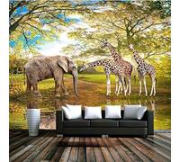 XLMING Verde Foresta Girasoli Elefanti Riflessi Carta Da Parati 3D Seta lusso Studio Sala Pranzo Divano Camera Per Mobili Letto Soggiorno Tv Muro-400cm×280cm