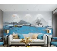 XLMING Vette Blu Astratte Renne Alberi Carta Da Parati 3D Seta lusso Studio Sala Pranzo Divano Camera Per Mobili Letto Soggiorno Tv Muro-150cm×105cm