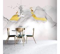 XLMING Vette Di Montagna Astratte Alci Alberi Uccelli In Volo 3D Carta da Parati Tessuto in Seta Ufficio Sala Pranzo Divano Camera Soggiorno TV Sfondo Muro-150cm×105cm