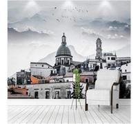 XLMING Vintage Art Architettura Chiesa Uccelli Del Cielo 3D Carta Da Parati Seta Testurizzata Alta Qualità Soggiorno Divano Camera Letto Pranzo Casa Muro-200cm×140cm