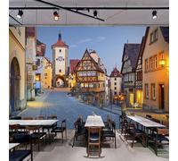 XLMING Vintage Art Architettura Città Strade Paesaggi 3D Carta Da Parati Seta Testurizzata Alta Qualità Soggiorno Divano Camera Letto Pranzo Casa Muro-200cm×140cm