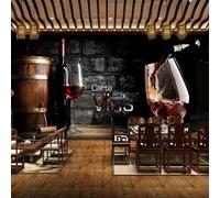 XLMING Vintage Art Astratto Vino Rosso Nero Muro Di Mattoni 3D Carta Da Parati Seta Testurizzata Alta Qualità Soggiorno Divano Camera Letto Pranzo Casa Muro-250cm×170cm