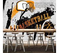 XLMING Vintage Art Graffiti In Bianco E Nero Basket Carta Da Parati 3D Seta lusso Studio Sala Pranzo Divano Camera Per Mobili Letto Soggiorno Tv Muro-350cm×256cm
