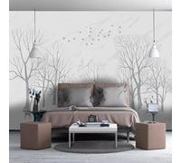 XLMING Vintage Linea Disegnata A Mano Albero Volo Degli Uccelli Alce Carta Da Parati 3D Seta lusso Studio Sala Pranzo Divano Camera Per Mobili Letto Soggiorno Tv Muro-430cm×300cm