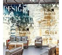 XLMING Vintage Nostalgia Lettere Inglesi Graffiti 3D Carta Da Parati Lusso Casa Soggiorno Divano Mobili Floreale Camera Letto TV Sfondo Muro-400cm×280cm