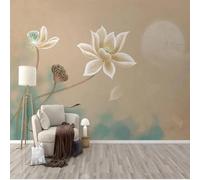 XLMING Vintage Stereo Lotus Astratto Volo degli Uccelli Luna 3D Carta Da Parati Seta Testurizzata Alta Qualità Soggiorno Divano Camera Letto Pranzo Casa Muro-350cm×256cm